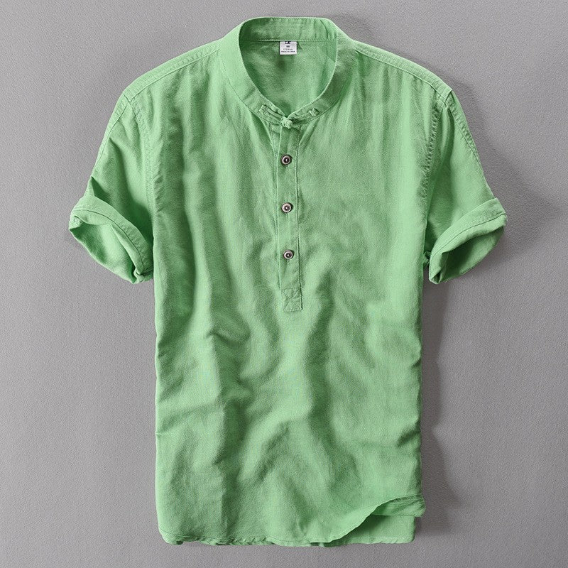 Men's Cotton Linen Short Sleeve Shirt