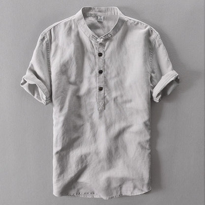 Men's Cotton Linen Short Sleeve Shirt