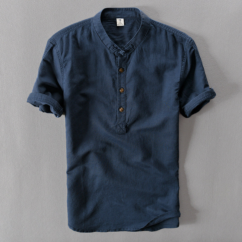 Men's Cotton Linen Short Sleeve Shirt