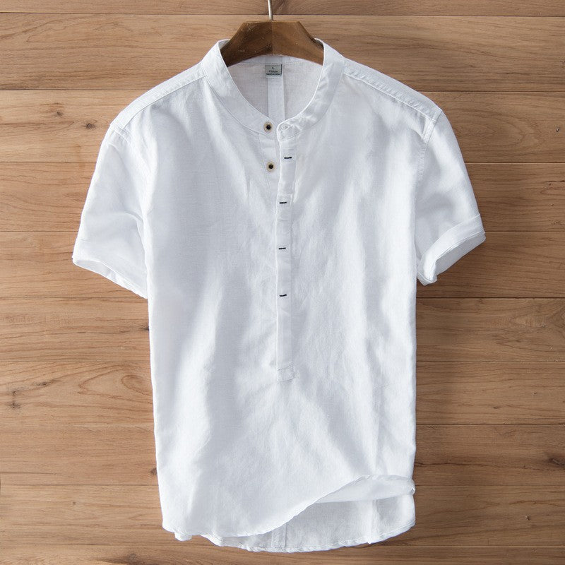 Men's Cotton Linen Short Sleeve Shirt