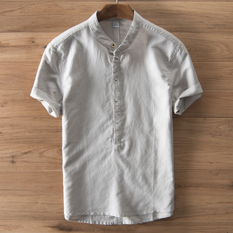 Men's Cotton Linen Short Sleeve Shirt