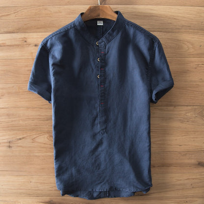 Men's Cotton Linen Short Sleeve Shirt