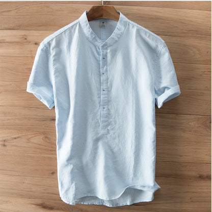Men's Cotton Linen Short Sleeve Shirt