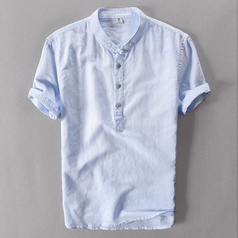 Men's Cotton Linen Short Sleeve Shirt