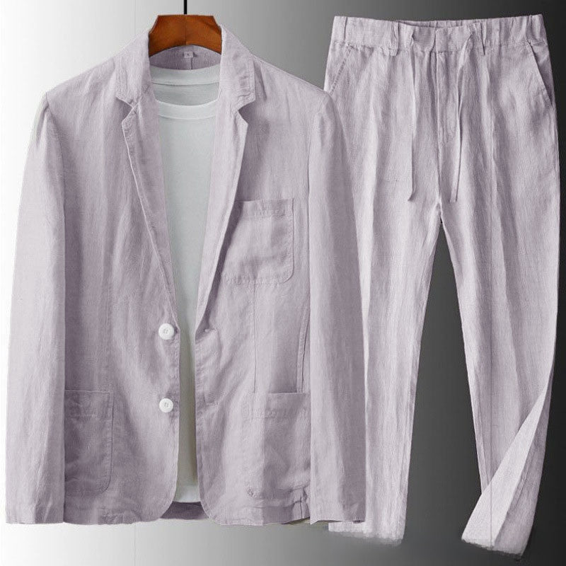 Men's Cotton Linen Summer Suit Set