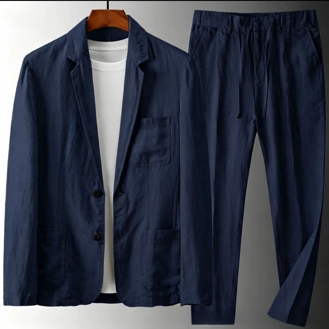 Men's Cotton Linen Summer Suit Set