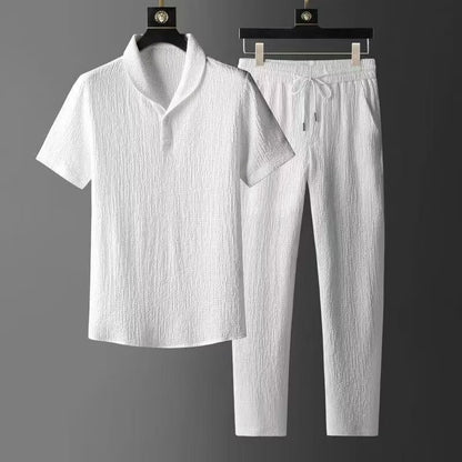 Men's Cotton Linen Two-piece Set