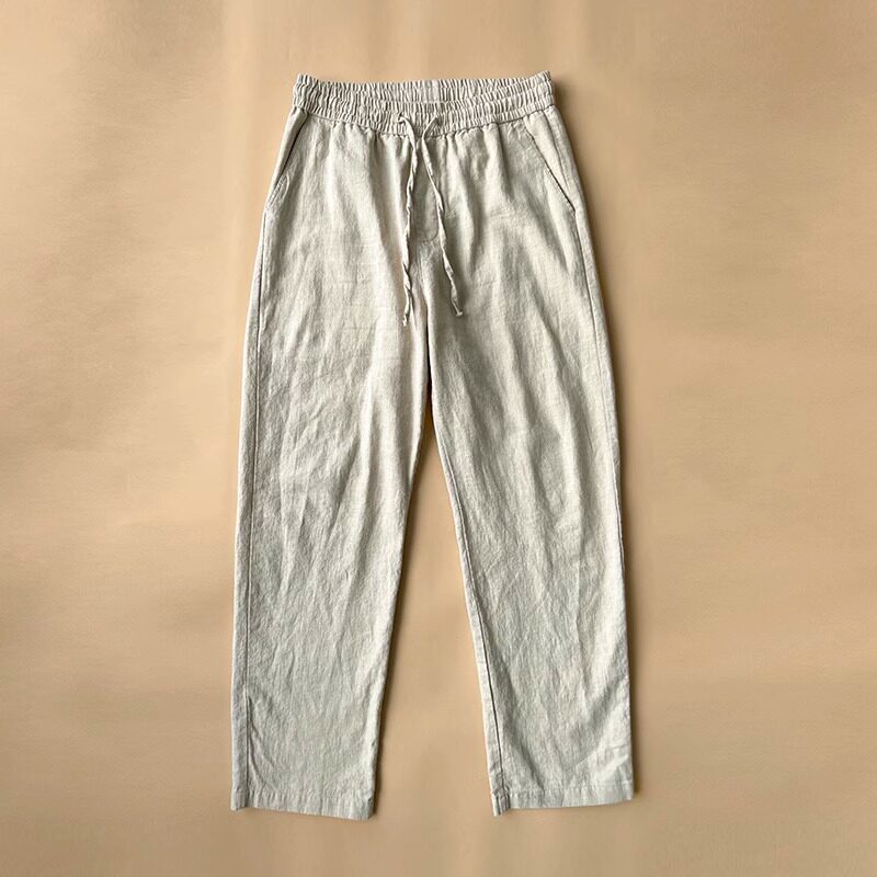 Men's Cotton Linen Wide Leg Casual Pants