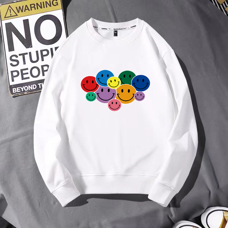 Men's cotton loose-fitting long-sleeved round-neck hoodie