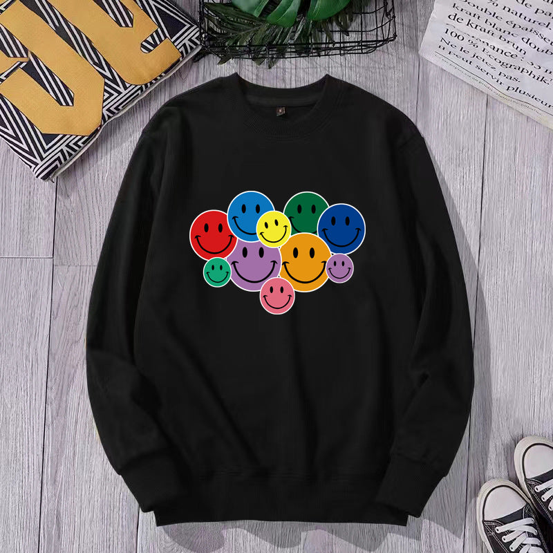 Men's cotton loose-fitting long-sleeved round-neck hoodie