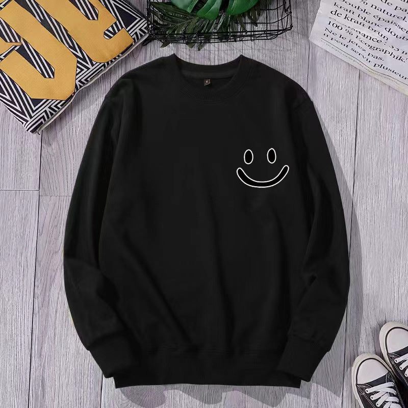 Men's cotton loose-fitting long-sleeved round-neck hoodie