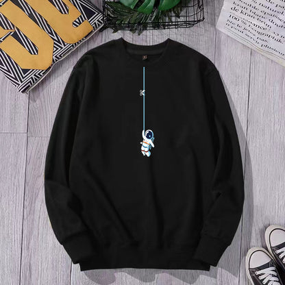 Men's cotton loose-fitting long-sleeved round-neck hoodie