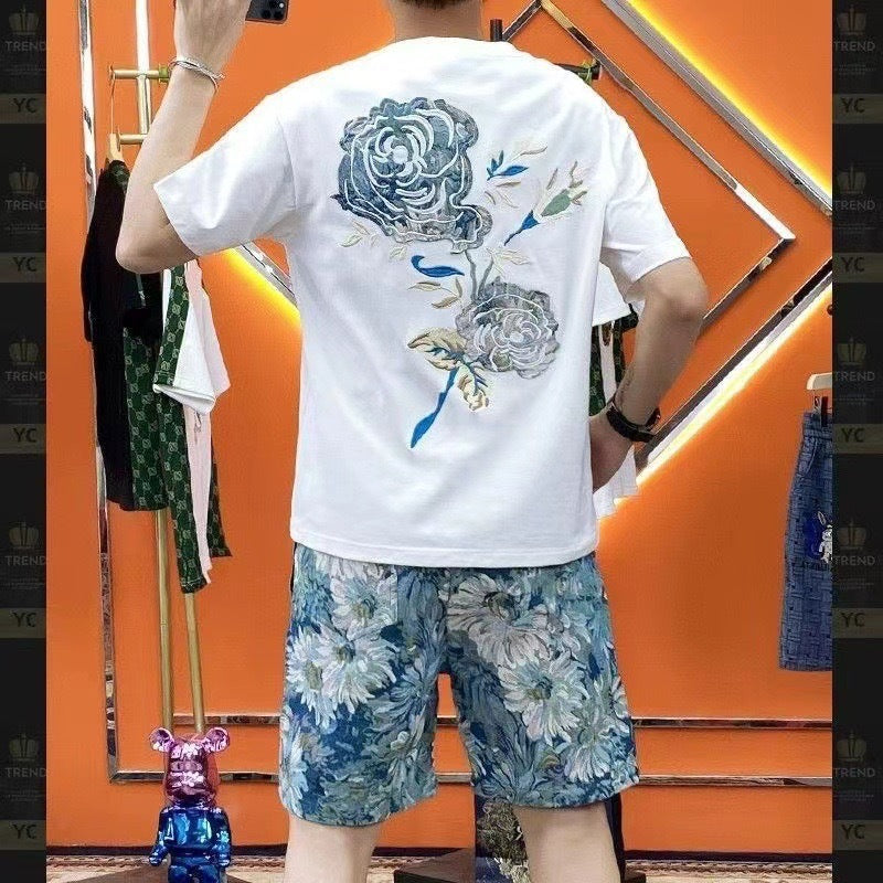 Men's Cotton Short Sleeve T-Shirt and Shorts Set