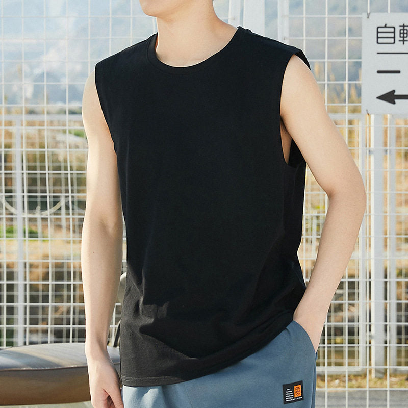 Men's Cotton Sleeveless Shirt Loose Fit Sports Vest