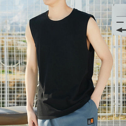 Men's Cotton Sleeveless Shirt Loose Fit Sports Vest