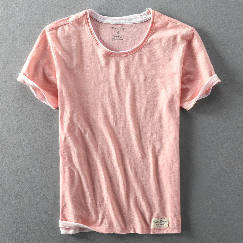 Men's cotton T-shirt summer new casual thin cotton washed old short sleeve T-shirt base shirt