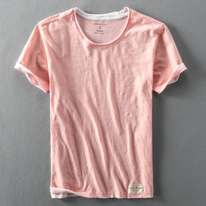 Men's cotton T-shirt summer new casual thin cotton washed old short sleeve T-shirt base shirt