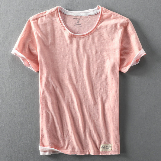 Men's cotton T-shirt summer new casual thin cotton washed old short sleeve T-shirt base shirt