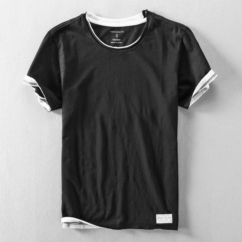 Men's cotton T-shirt summer new casual thin cotton washed old short sleeve T-shirt base shirt