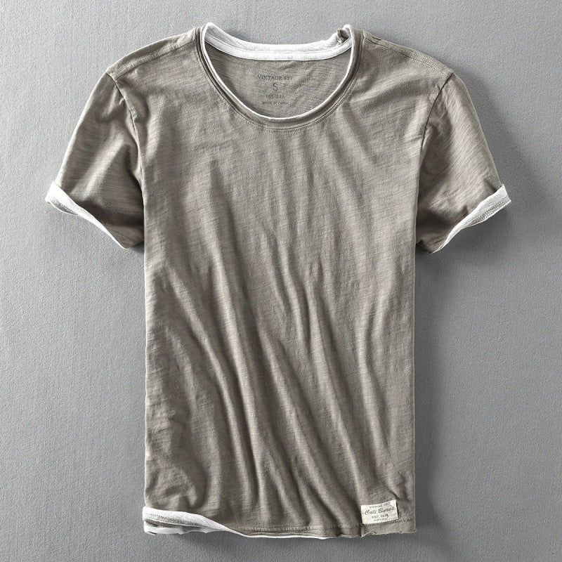 Men's cotton T-shirt summer new casual thin cotton washed old short sleeve T-shirt base shirt