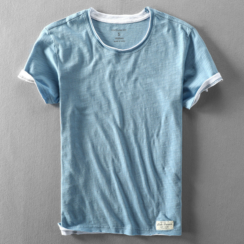 Men's cotton T-shirt summer new casual thin cotton washed old short sleeve T-shirt base shirt