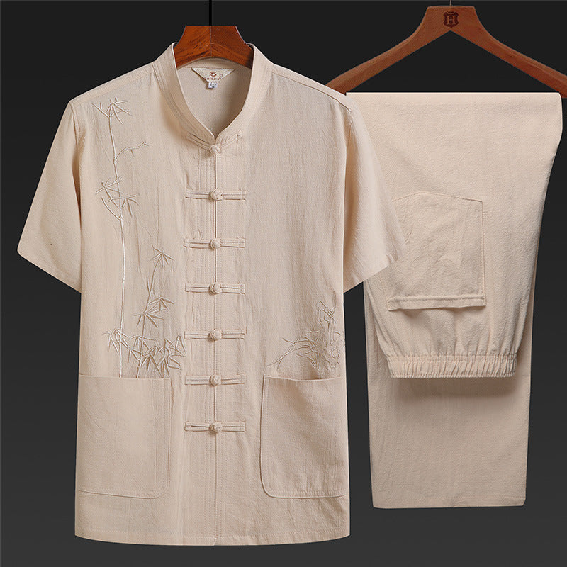 Men's Cotton Tang Suit with Embroidery