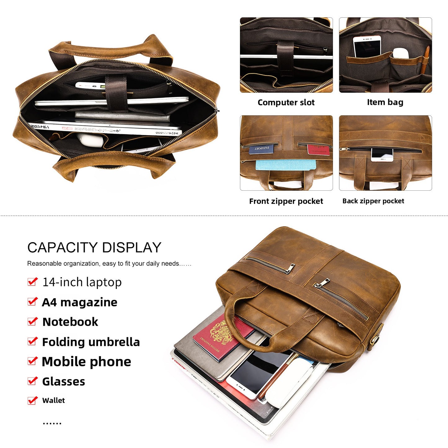 men's cowhide briefcase