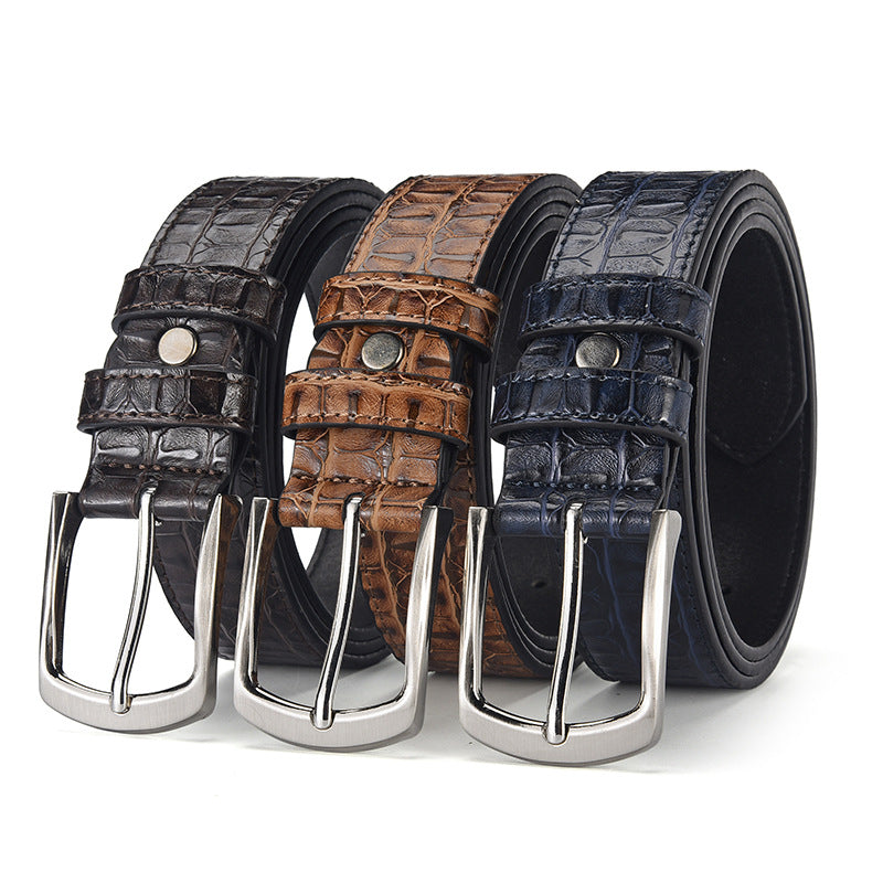 Men's Crocodile Pattern Pin Buckle Belt