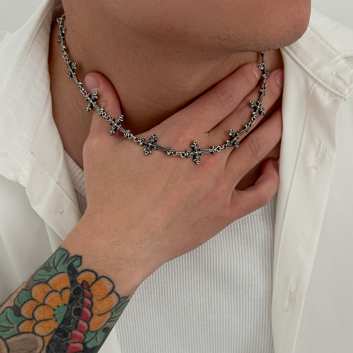 Men's Cross Pendant Alloy Necklace
