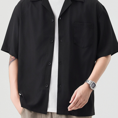 Men's Cuban Collar Short Sleeve Shirt