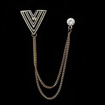 Men's Diamond Crown Star Brooch with Chain