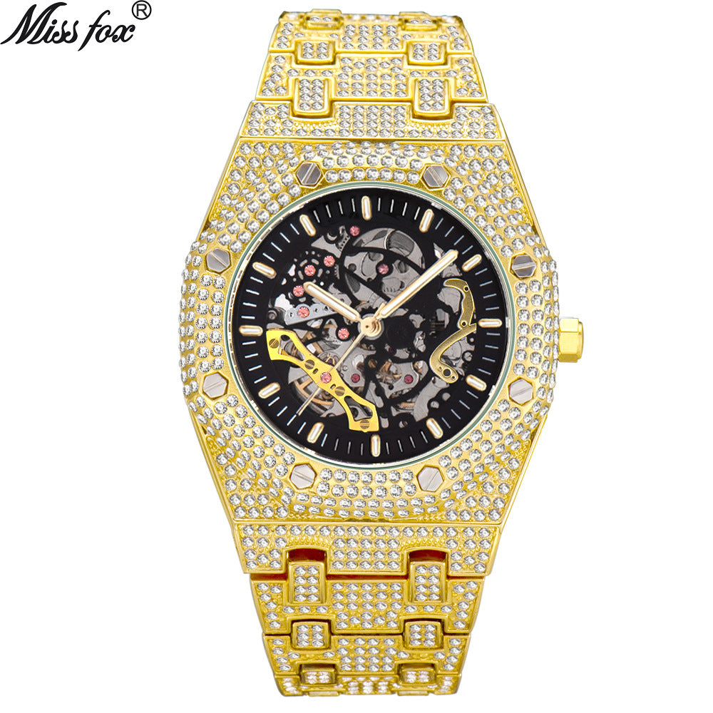 Men's Diamond Mechanical Watch with Luminous Display