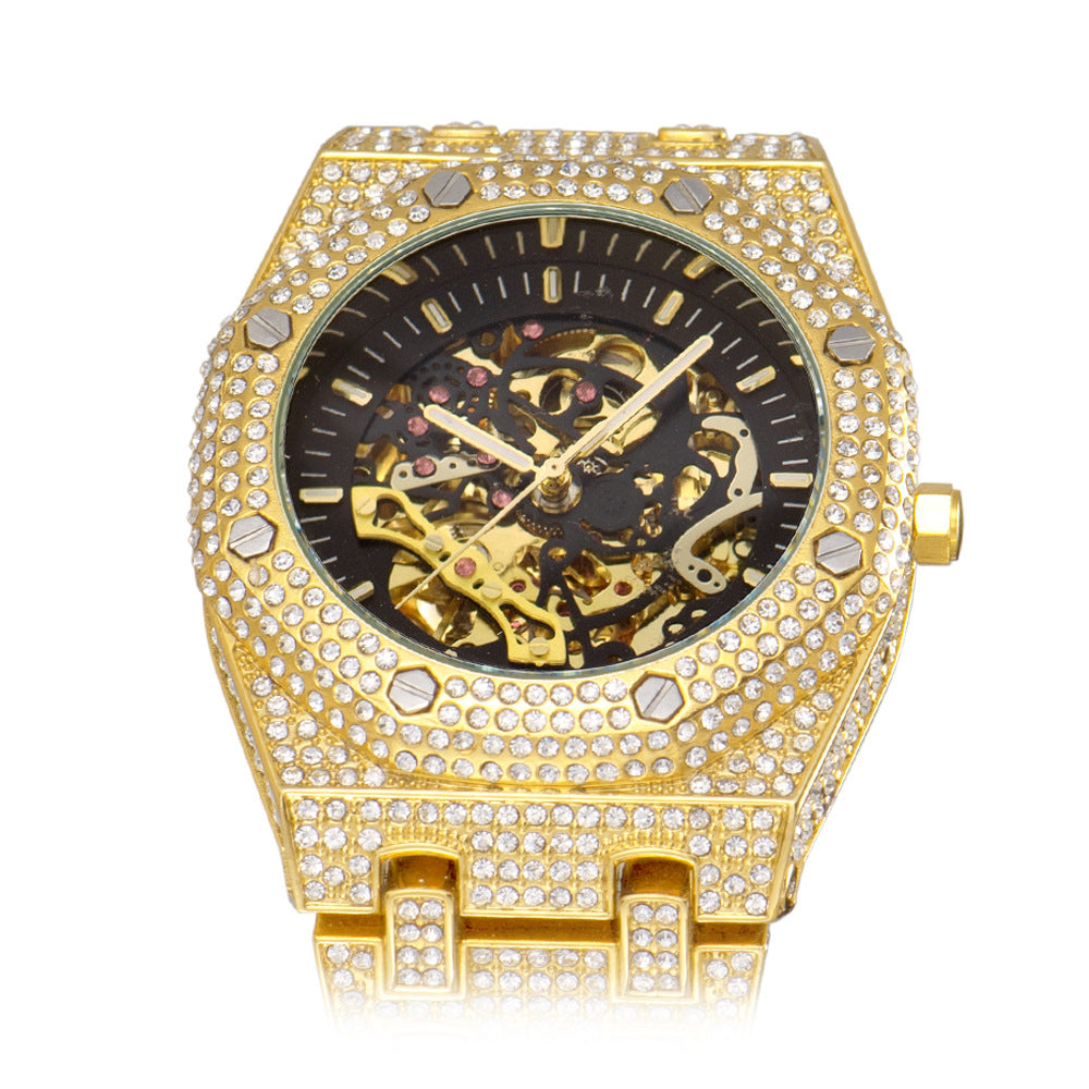 Men's Diamond Mechanical Watch with Luminous Display
