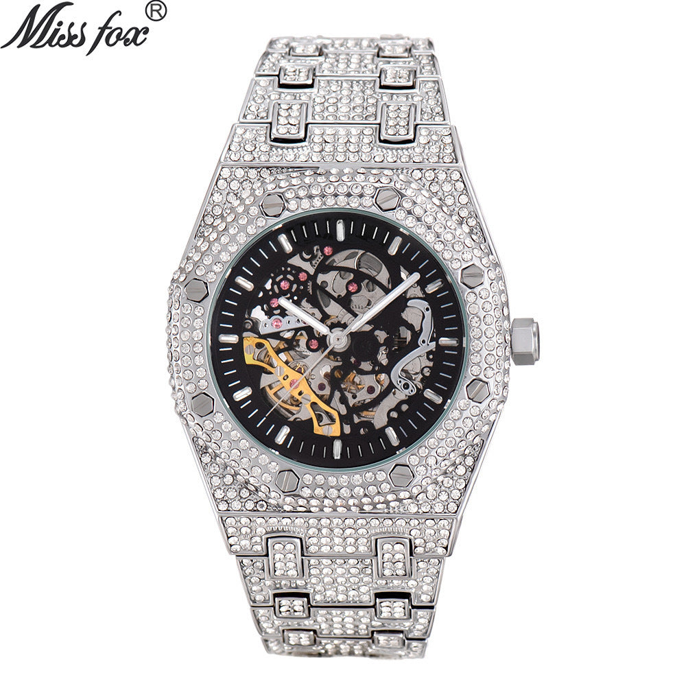 Men's Diamond Mechanical Watch with Luminous Display