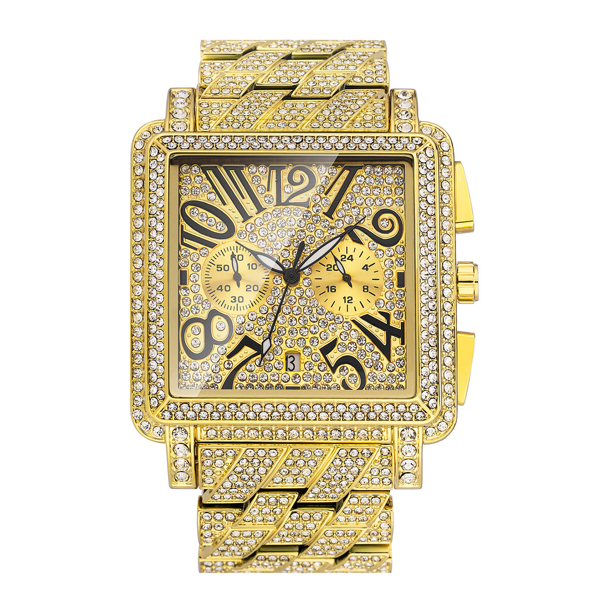 Men's Diamond Square Dial Quartz Watch