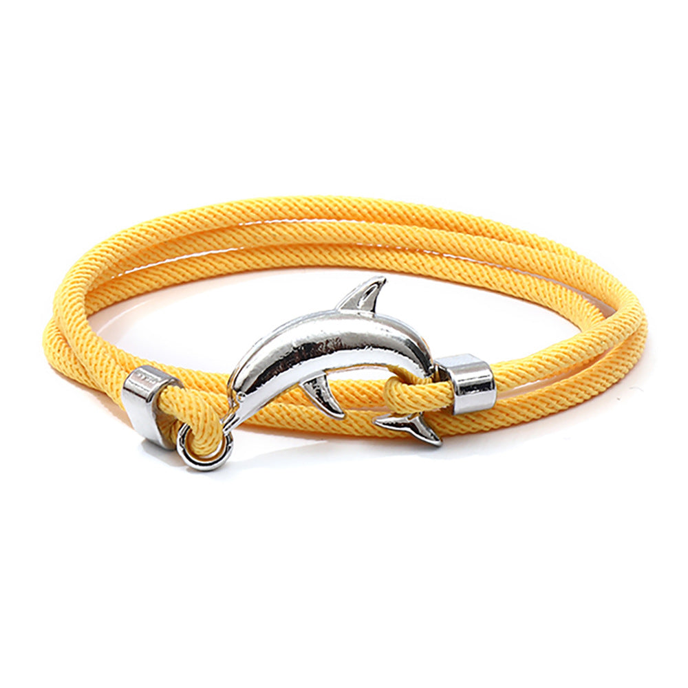 Men's Dolphin and Whale Tail Polyester Rope Bracelet