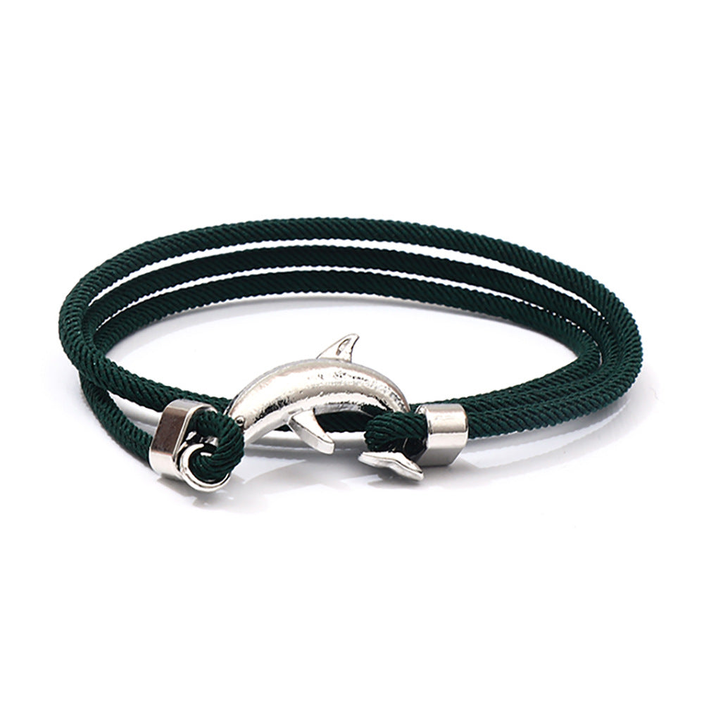 Men's Dolphin and Whale Tail Polyester Rope Bracelet