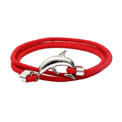 Men's Dolphin and Whale Tail Polyester Rope Bracelet