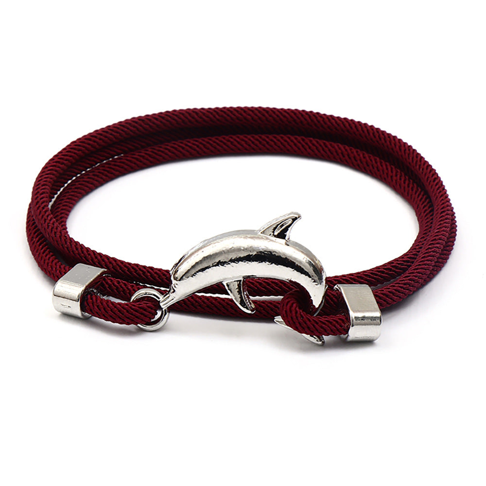 Men's Dolphin and Whale Tail Polyester Rope Bracelet