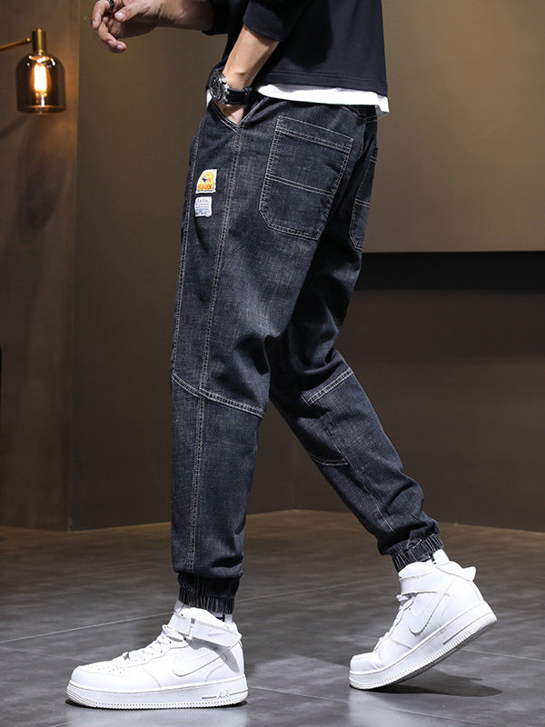 Men's Drawstring Straight-Leg Fleece Jeans