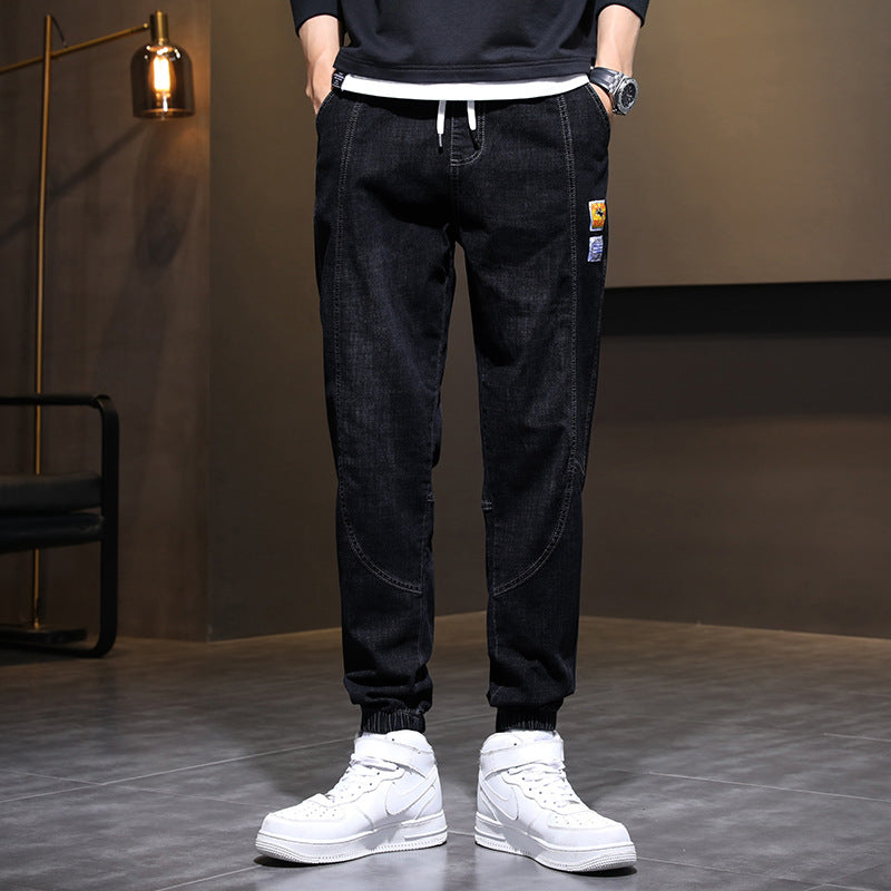Men's Drawstring Straight-Leg Fleece Jeans