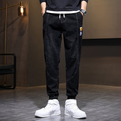 Men's Drawstring Straight-Leg Fleece Jeans