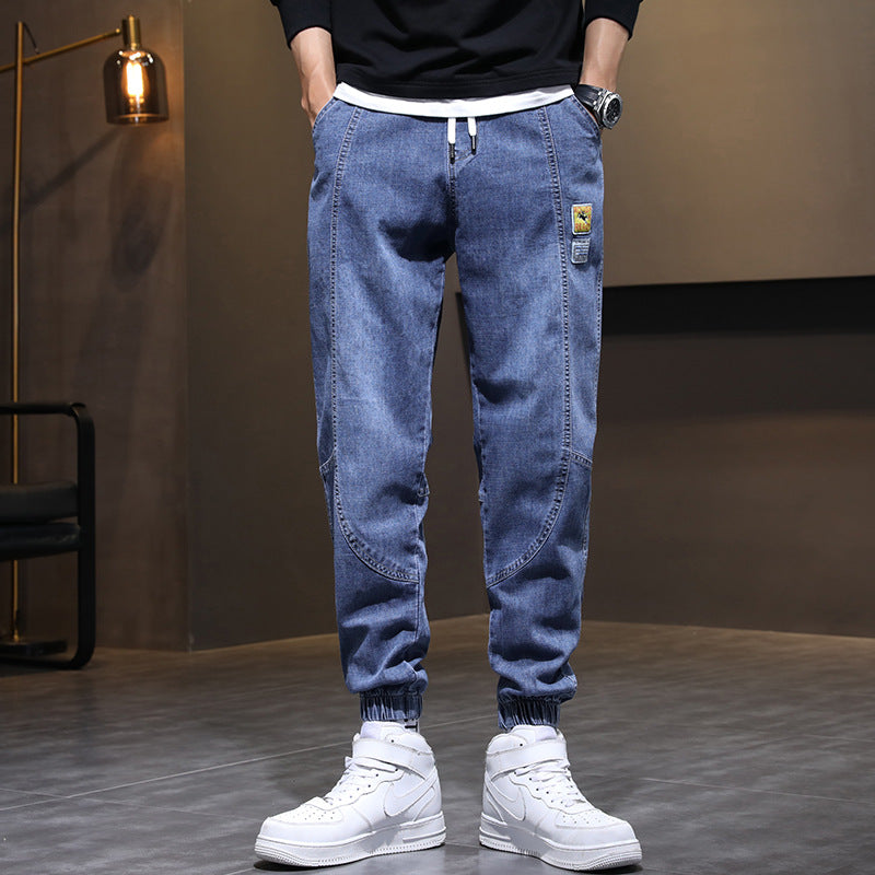 Men's Drawstring Straight-Leg Fleece Jeans
