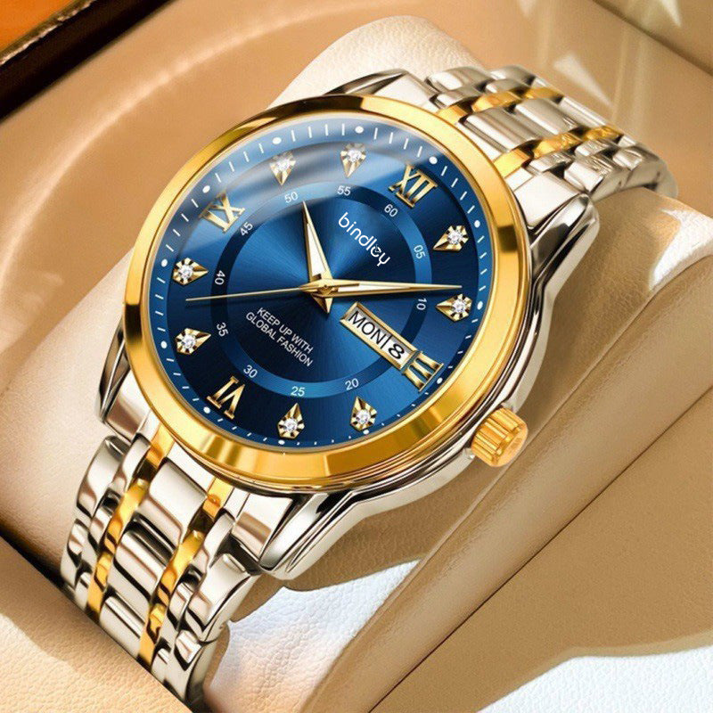 Men's Dual Calendar Quartz Watch with Luminous Hands