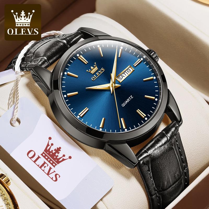 Men's Dual Calendar Quartz Watch with Water Resistance