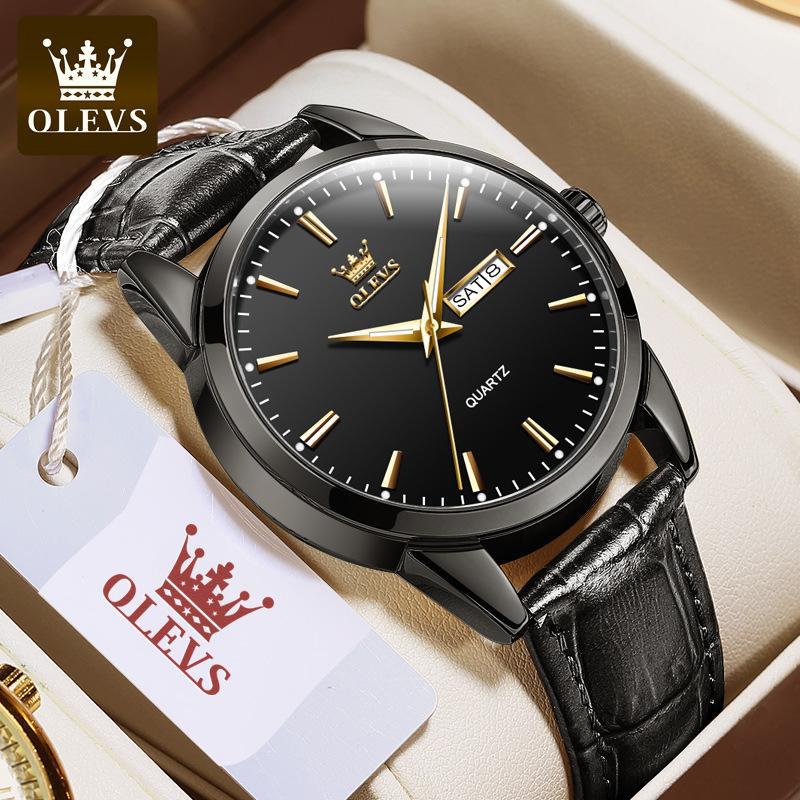 Men's Dual Calendar Quartz Watch with Water Resistance