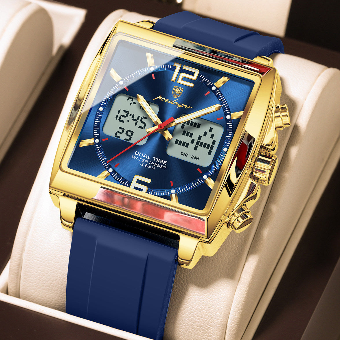 Men's Dual Display Electronic Watch with Luminous Feature