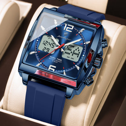 Men's Dual Display Electronic Watch with Luminous Feature