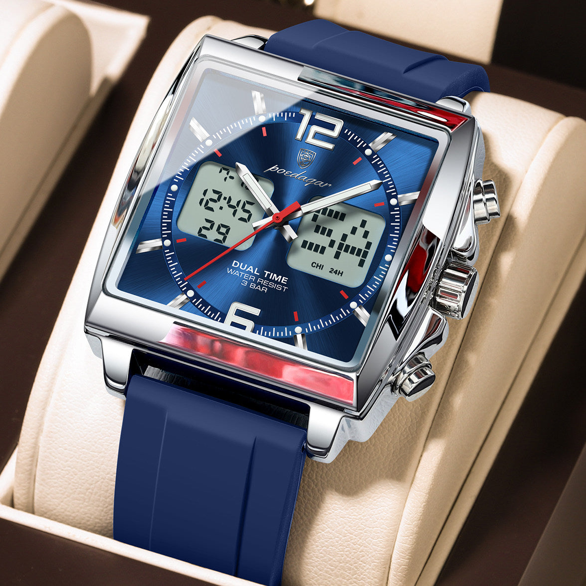 Men's Dual Display Electronic Watch with Luminous Feature