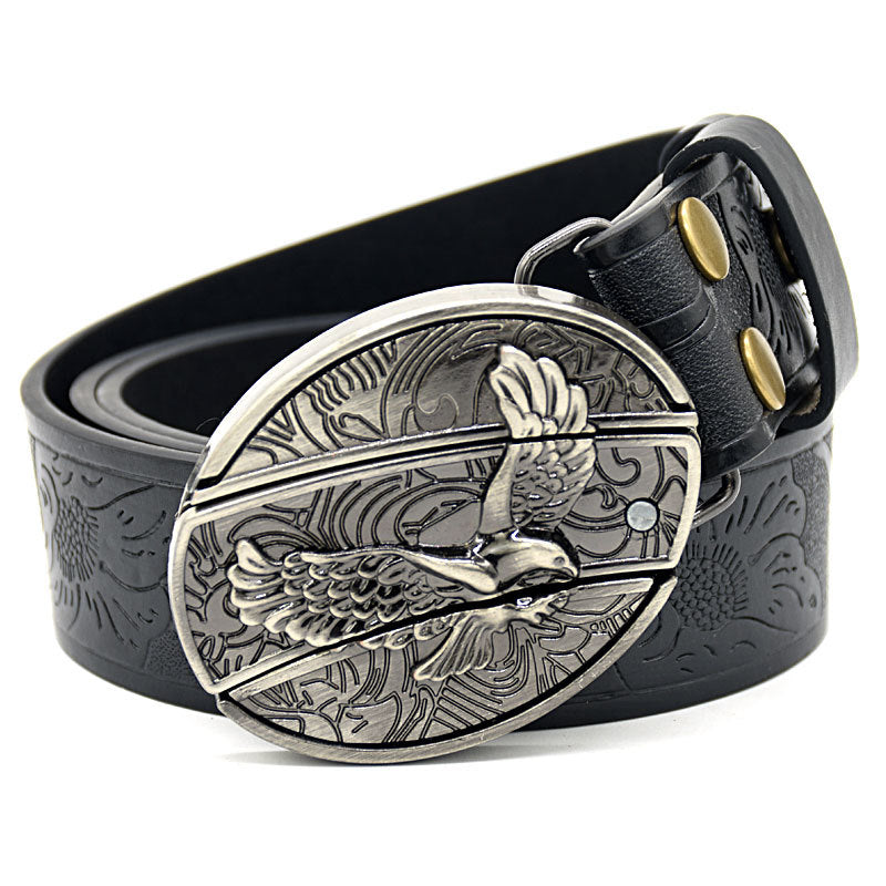 Men's Embossed Pattern Leather Belt